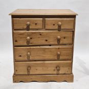 20th century pine chest of two short over three long drawers, 99cm high x 85cm wide x 42cm deep