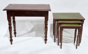 19th century mahogany side table on baluster tapering legs, 72cm high x 79cm long x 39cm deep