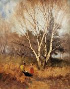 George Hall-Neale (1863-1940) Oil on canvas Mother and child in wooded landscape, signed and dated