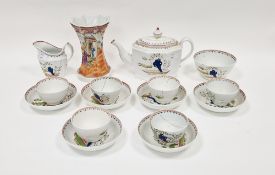 English porcelain part tea-service, circa 1790, Keeling or possibly New Hall, puce/blue XX marks,
