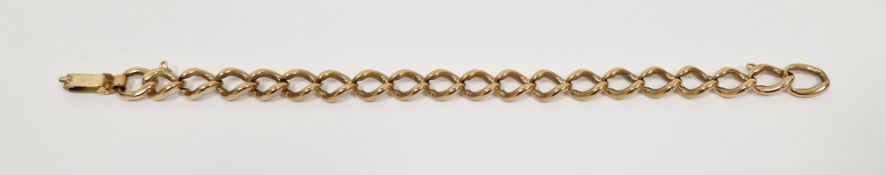 9ct yellow gold curb link bracelet, the clasp stamped 9ct and each link stamped 9:375, 9.5cm long,