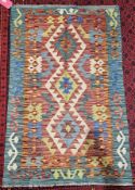 Hand knotted woollen Chobi kilim, 130cm x 83cm