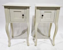 Pair of modern painted bedside cupboards by Laura Ashley, each with a single cupboard door, 71cm