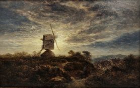 Arthur Gilbert (1819-1895) Oil on canvas Night - Near Brenchley, Kent, depicting a windmill,