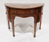 Early 20th century Regency revival mahogany demi-lune sideboard, the string satinwood and ebony