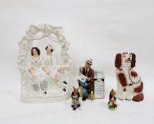 Late 19th century Staffordshire pottery arbour group with gentleman and companion, a Staffordshire