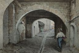 Robert George Talbot Kelly (1861-1934)  Watercolour on paper 'Old Street in Bormes, Cote D'Azur',