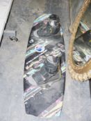 Liquid Force Watson Hybrid 135 waterboard with 9.5-11.5 size waterboard boots/bindings, bearing a