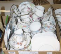 Shaw & Coggins Superior part tea service decorated in light blue and floral patterns, a Noritake