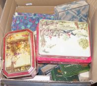 Extensive collection of biscuit tins and boxes to include kit kat, Scribbans-Kemp, Peek Frean and