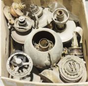 Quantity of lighting related items to include various oil lamps and chimneys, etc (2 boxes)