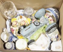 Mixed lot of ceramics and glass including Border Fine Arts Massey Ferguson tractor moneybox,