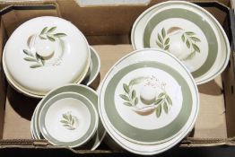 Susie Cooper part dinner and tea set, hand painted with leaf design including three lidded