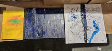 Tekla Punyi (20th century) Mixed media on canvas Seven abstract compositions, signed verso (7)
