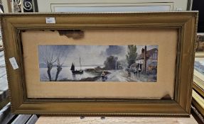 Two Late Victorian/Edwardian watercolours, the first by D. Taylor, 1903, figures in snowy church