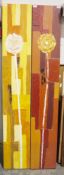 Two contemporary oils on canvas, flowers, 150cm x 25cm (2)