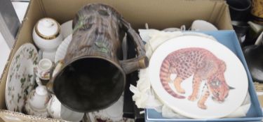 Wedgwood Rainforest series plate decorated with a golden cat, a collection of Royal Worcester