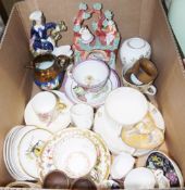 Pair of Derbyshire framing cream coloured box frames and Chinese prints, one showing girls picking