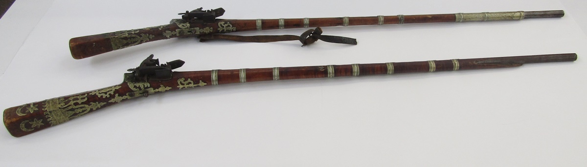 Two 19th century Jezail flintlock muskets, probably Afghan in origin, 133cm long approx. (2) - Image 25 of 40