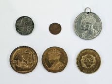 GB medals: Six royal commemorative medals QV-QEII including silver QV diamond jubilee and KEVIII for