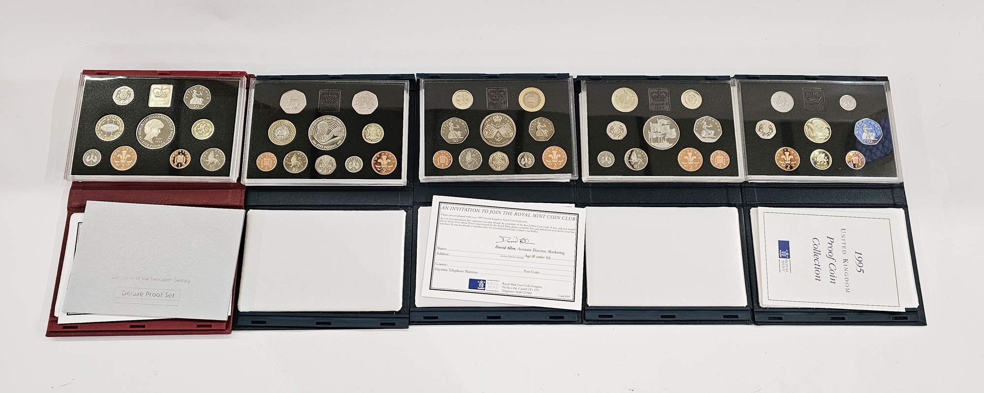 GB coins: Box of 15 Royal Mint QEII decimal proof coin sets 1984-1999, including 1989 Scottish Claim - Image 3 of 3