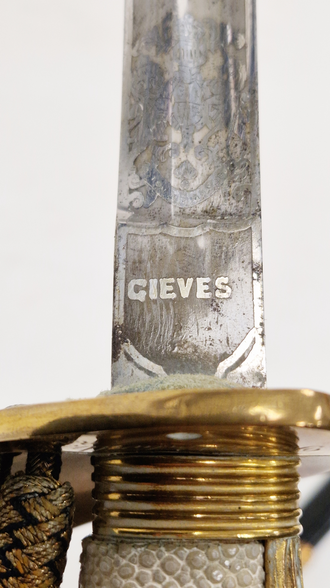 19th century naval officer's dress sword, bright steel blade with three-quarter fuller and spear - Image 9 of 12