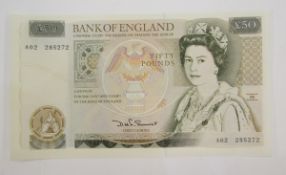 Bank of England £50, signed D H F Somerset (March 1981), prefix A02 285272, (BE253b) about