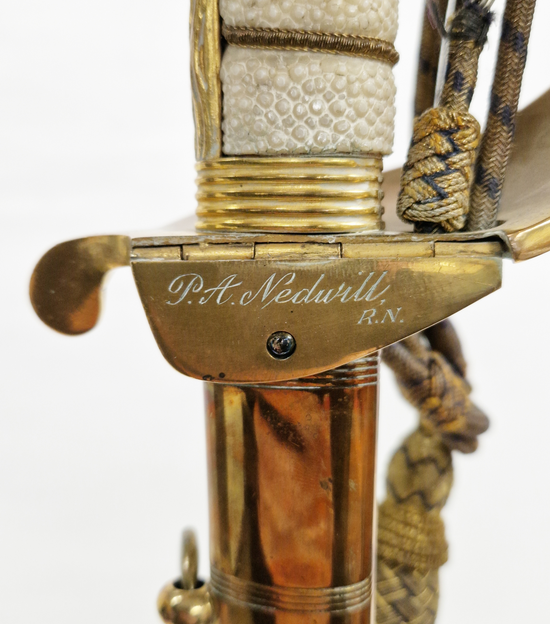 19th century naval officer's dress sword, bright steel blade with three-quarter fuller and spear - Image 3 of 12
