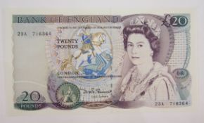 Bank of England £20, signed D H F Somerset (November 1984), prefix 23A  716364, (BE208b) extremely
