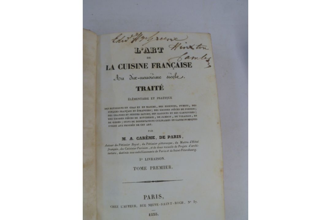 Careme, M Antonin "L' Art de la Cuisine Française au XIXème siècle", Chez l'Auteur, Paris, 1833, 2 - Image 2 of 16