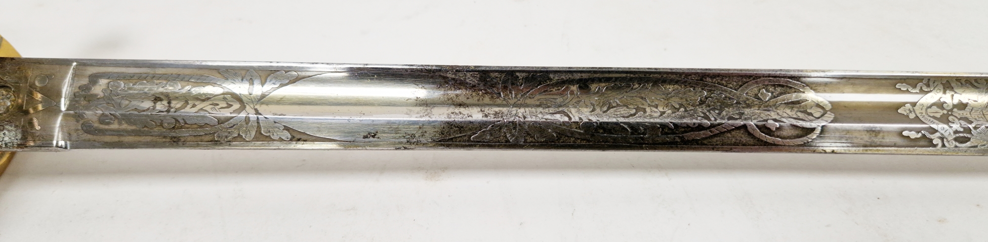 19th century naval officer's dress sword, bright steel blade with three-quarter fuller and spear - Image 6 of 12