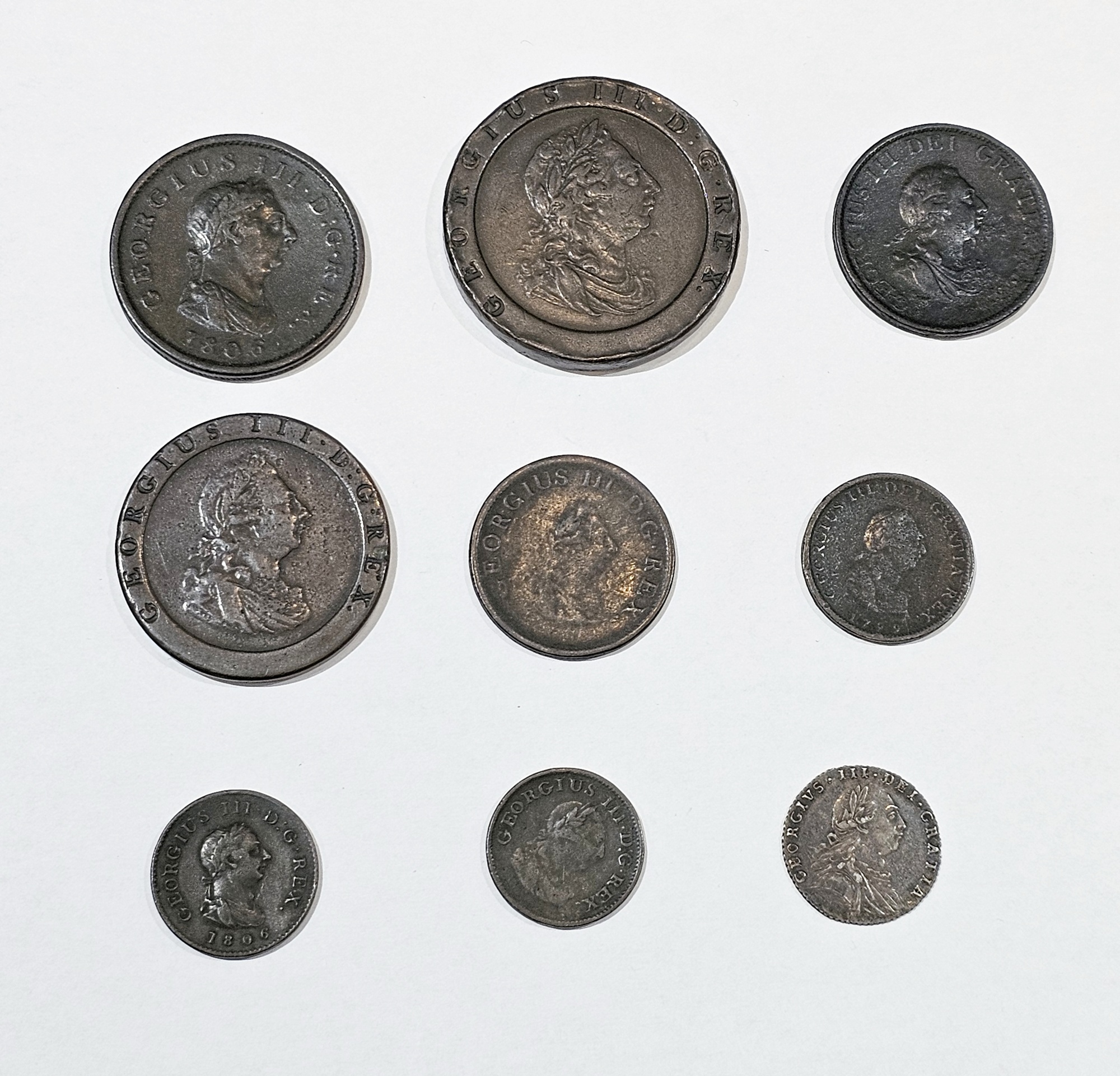 George III (1760-1820) coinage: 1787 sixpence about very fine, cartwheel twopence (5.3776), - Image 2 of 2