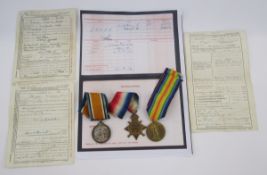 WWI 1914 Star, War Medal and Victory Medal named to 