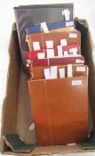 Stamps of the World: Box of 7 stock books full of mainly used definitives and commemoratives + empty