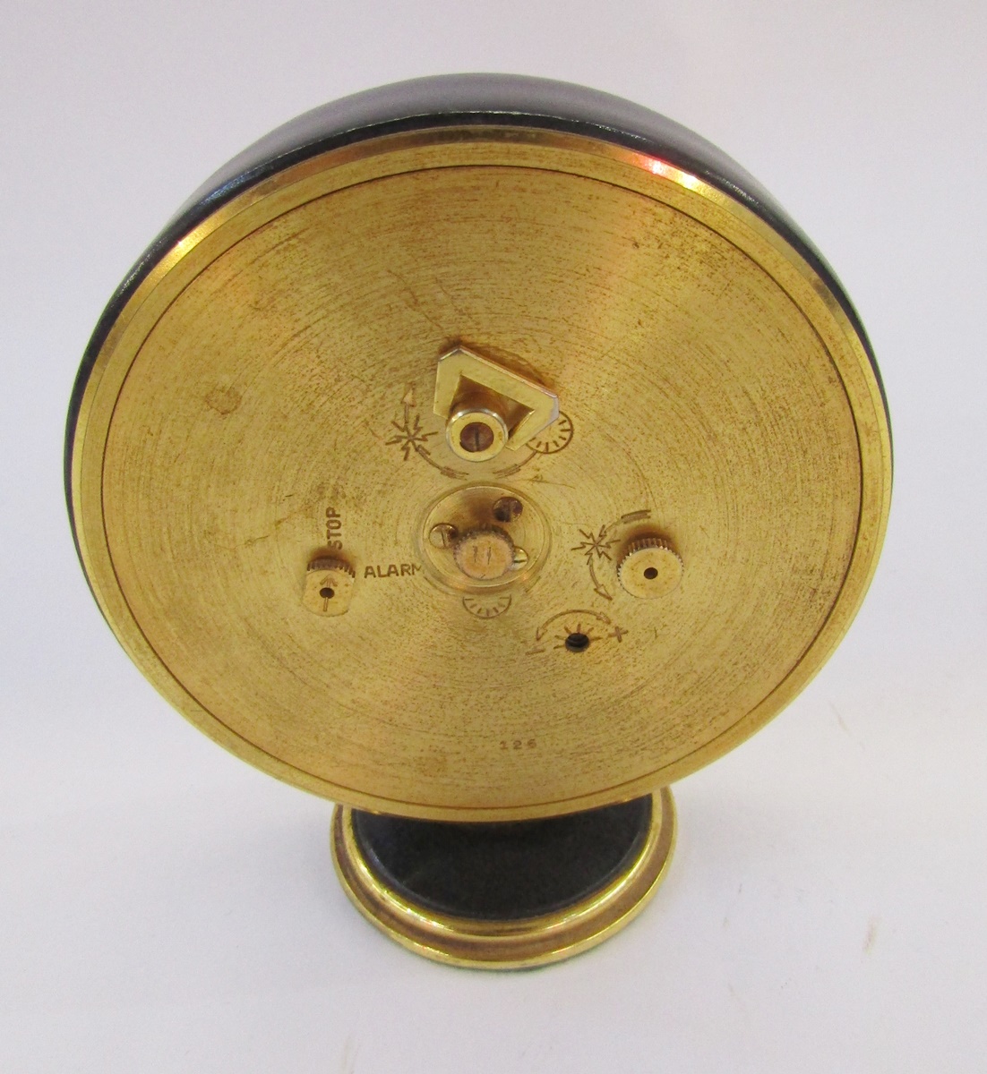 Mid-20th century Jaeger Recital eight-day desk clock circa 1972 with circular dial, having gilt - Image 2 of 2