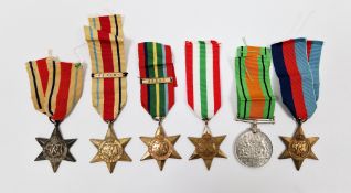 Six WWII medals, comprising; 1939-45 Defence Medal, 1939-45 Star, Italy Star, Pacific Star and two