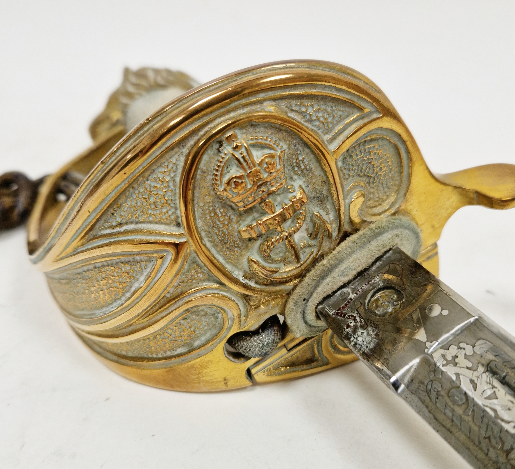 19th century naval officer's dress sword, bright steel blade with three-quarter fuller and spear - Image 4 of 12