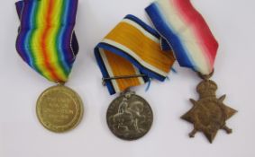 WWI 1915 Star, War Medal and Victory Medal named to 
