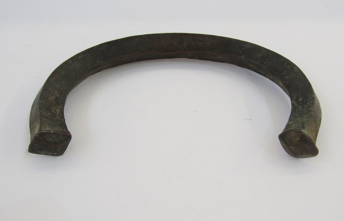 African bronze currency torque, possibly from the Democratic Republic of Congo, 28cm wide