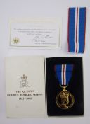 Queen Elizabeth II golden jubilee medal, 1952 - 2002, in Royal Mint box of issue with certificate of