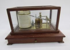 Modern barograph in glazed case, 23cm high
