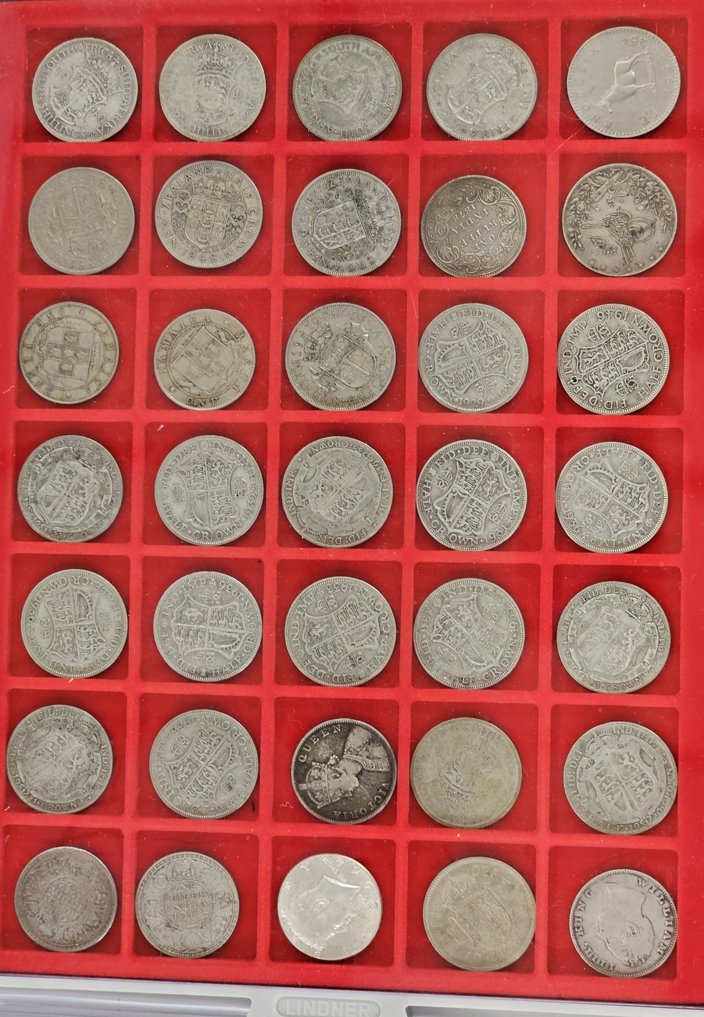 Coin collection consisting of 7 Lindner trays, highlights include 1835 half rupee, 1834 William IV - Image 5 of 8