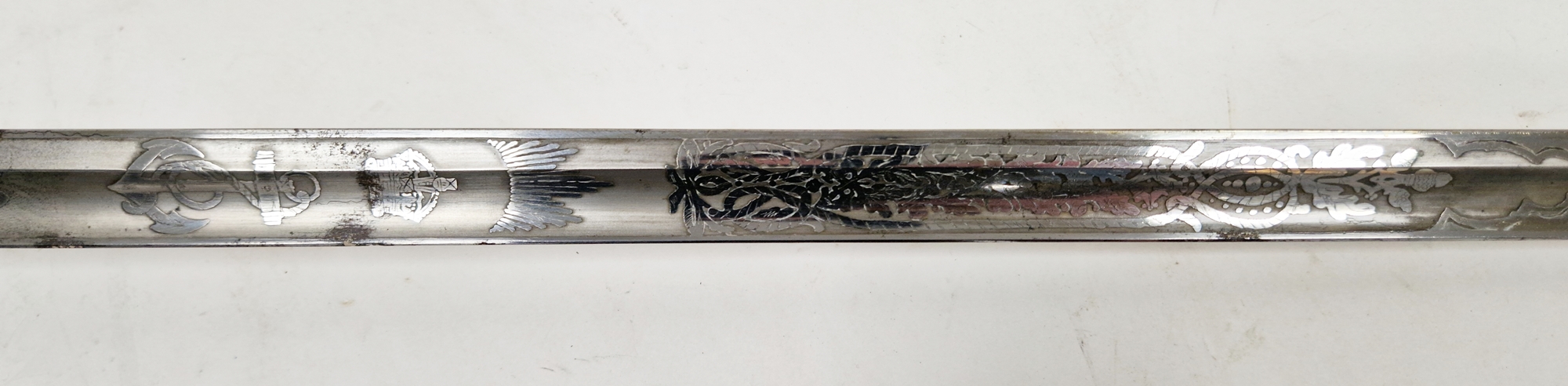 19th century naval officer's dress sword, bright steel blade with three-quarter fuller and spear - Image 11 of 12