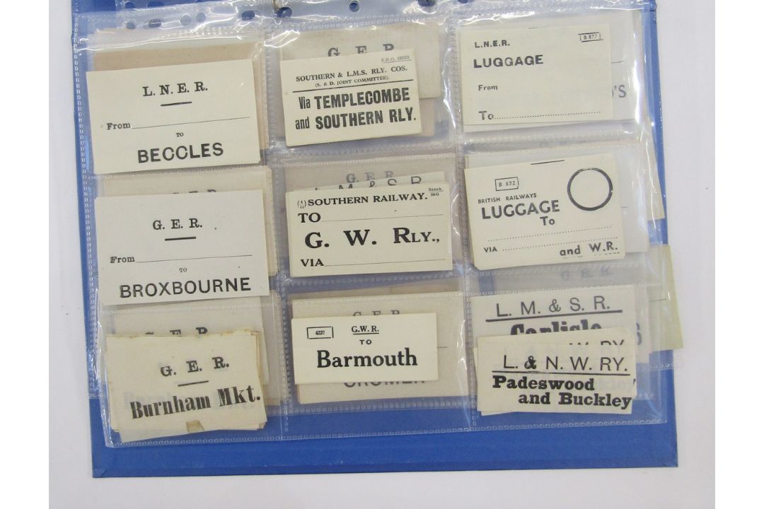 Railwayana - album containing a selection of railway train luggage labels from the Great Western - Image 3 of 7