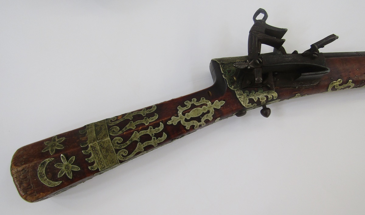 Two 19th century Jezail flintlock muskets, probably Afghan in origin, 133cm long approx. (2) - Image 30 of 40