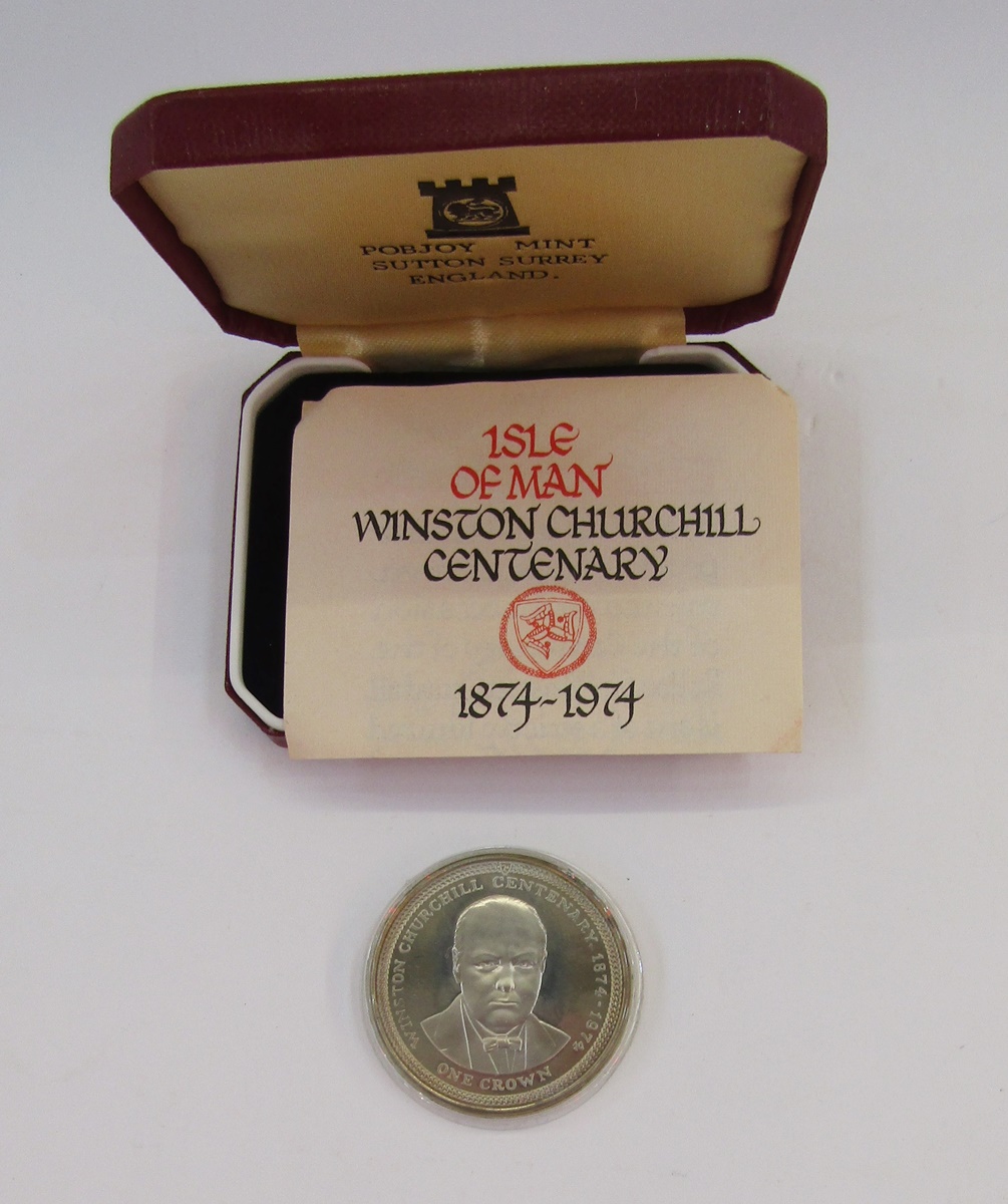 Group of proof and commemorative coinage, proof silver 1972 crown and 1974 Isle of Man crown, - Image 3 of 3