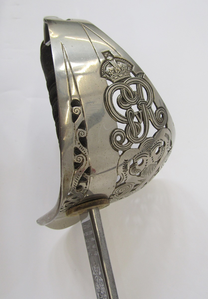 George V officer's sword made by Robert Mole and Sons of Birmingham, together with leather - Image 4 of 6