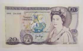 Bank of England £20, signed J B Page (1970), prefix A44  241545, (BE208b) extremely fine