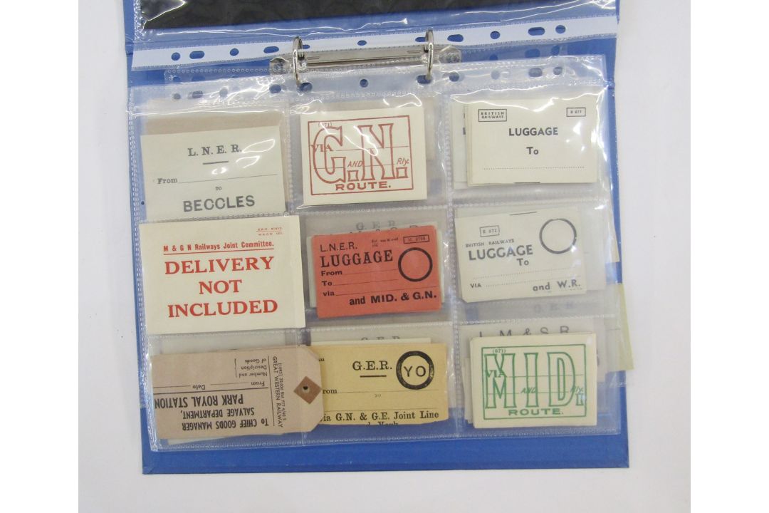 Railwayana - album containing a selection of railway train luggage labels from the Great Western - Image 1 of 7