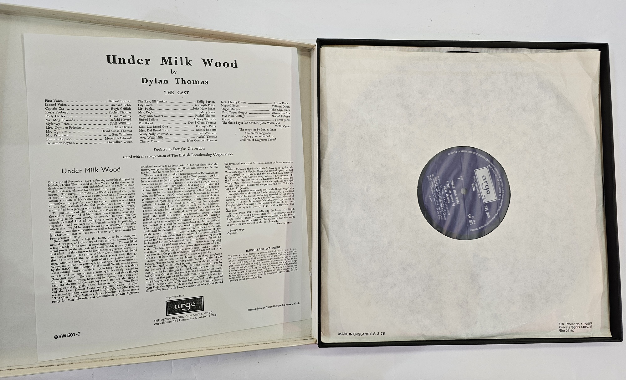 Dylan Thomas interest - "Under Milk Wood by Dylan Thomas with Richard Burton and all Welsh cast in - Image 6 of 6